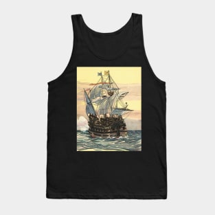 Pirate Ship Sailing on the Ocean Tank Top